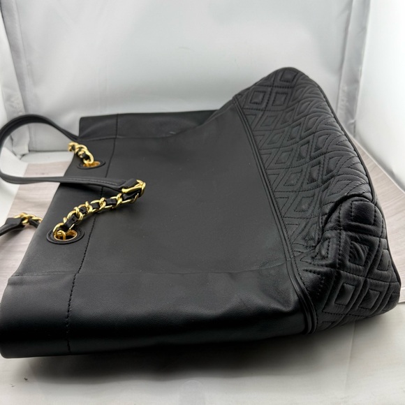 Tory Burch Black and Gold Quilted Tote - Picture 5 of 7